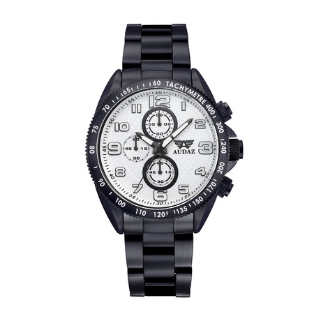 Audaz Sprinter Men\'s Diver Watch 45mm Textured White Dial Quartz Chronograph ADZ-2025-06