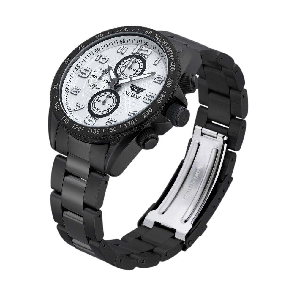 Audaz Sprinter Men's Diver Watch 45mm Textured White Dial Quartz Chronograph ADZ-2025-06