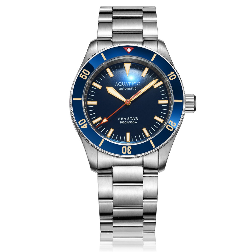 Aquatico Sea Star V2 42mm Automatic Men\'s Diver Watch Blue Dial/Blue Bezel AQ1009S-BL-NH35