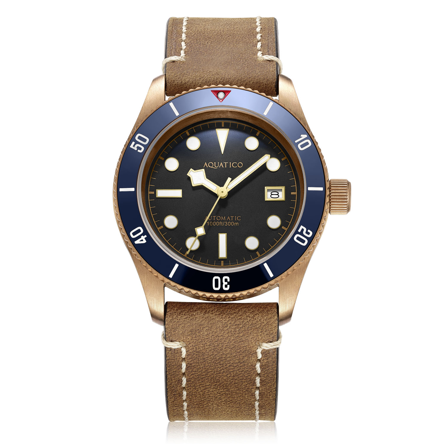Aquatico Bronze Sea Star Automatic Men\'s Watch Bronze Case/Black Dial/Blue Bezel