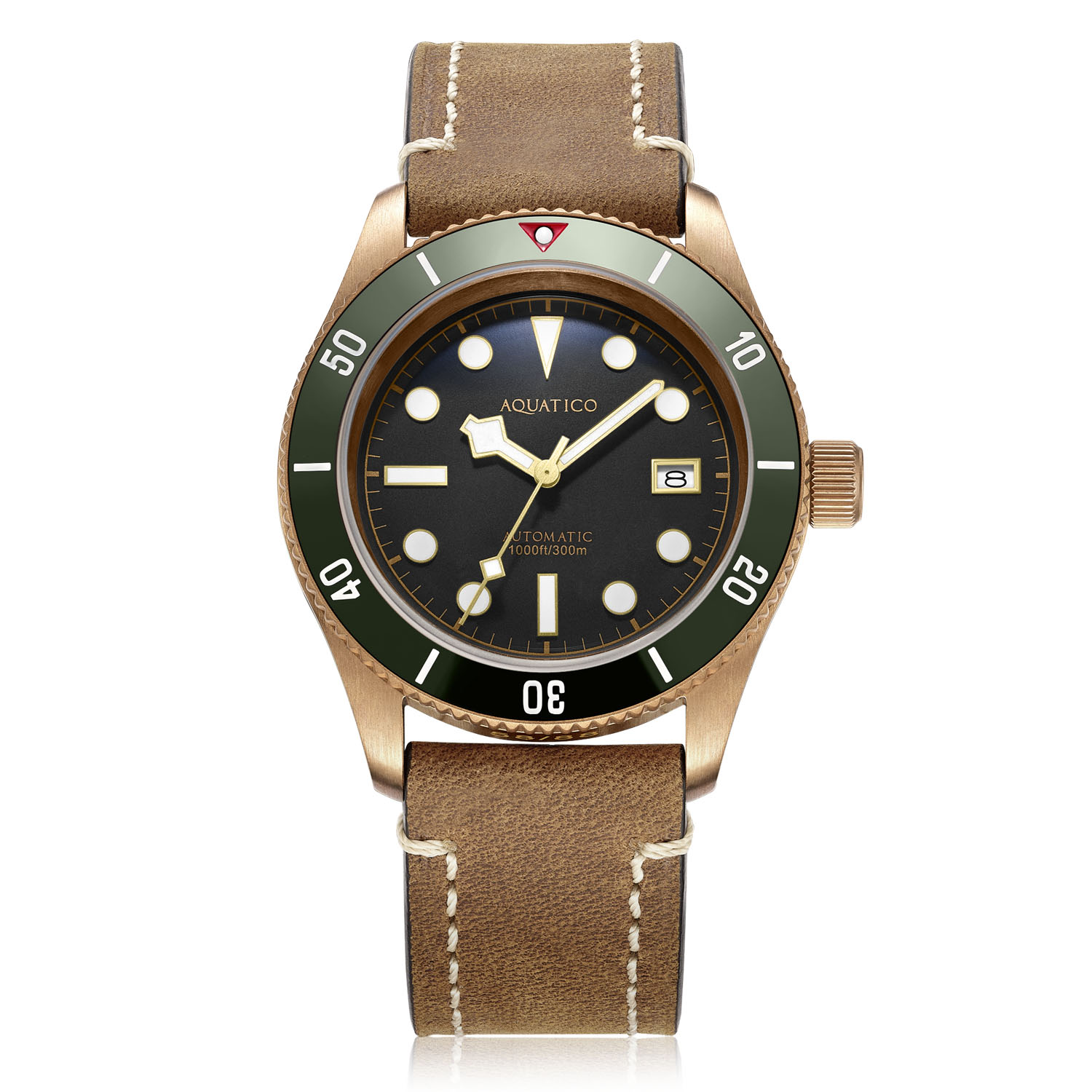 Aquatico Bronze Sea Star Automatic Men\'s Watch Bronze Case/Black Dial/Green Bezel
