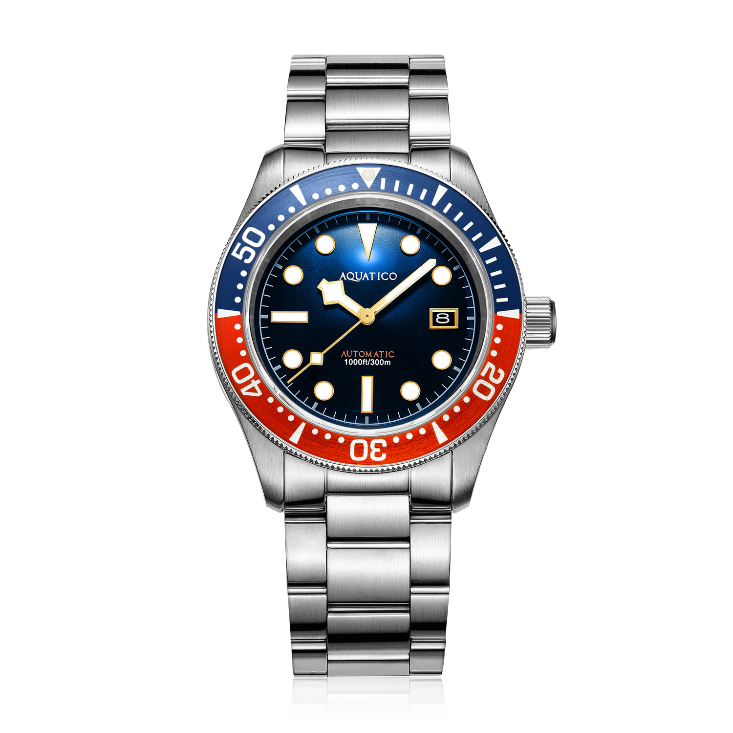 Aquatico Sea Star V2 42mm Automatic Men\'s Diver Watch Blue Dial/Pepsi Bezel/Snowflake Hands
