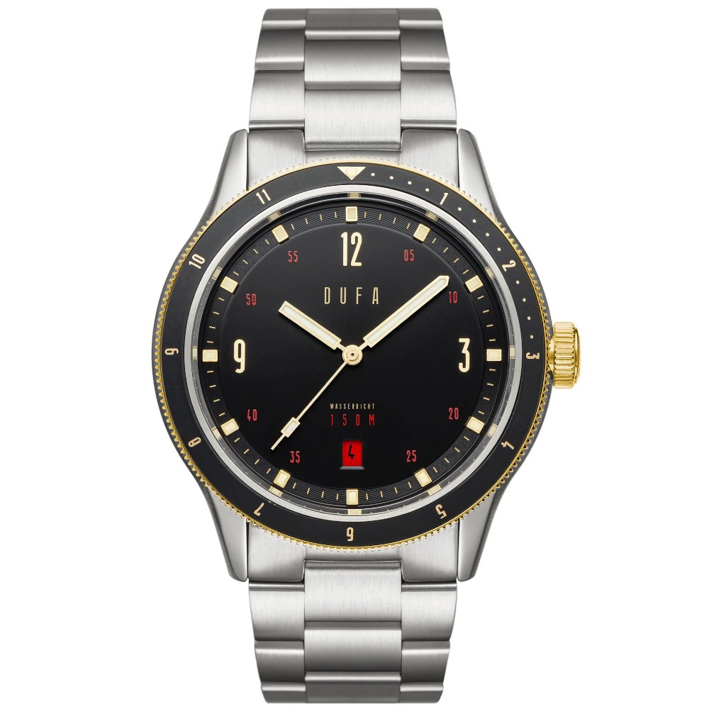 DuFa Caviar Black 41mm Automatic Diver Men\'s Watch 15ATM DF-9034-55