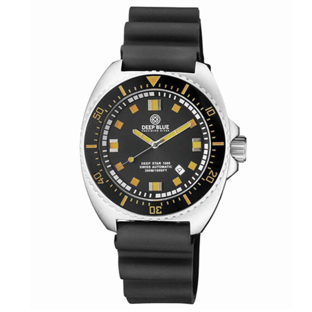 Deep Blue Deep Star 1000 Vintage Swiss 45mm Automatic Diver Men\'s Watch 330WR