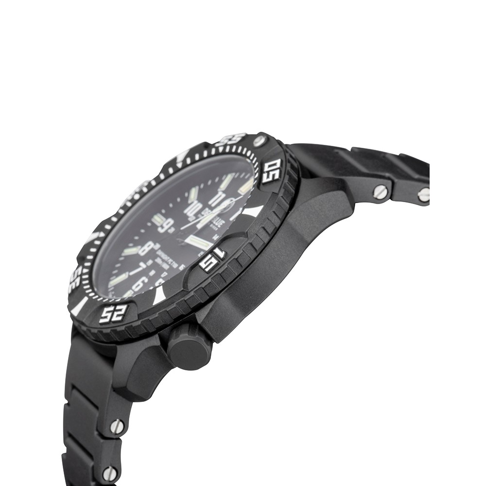 Deep Blue DayNight Poly Carbon Diver 45mm Automatic Watch Black Stealth Bezel Dial