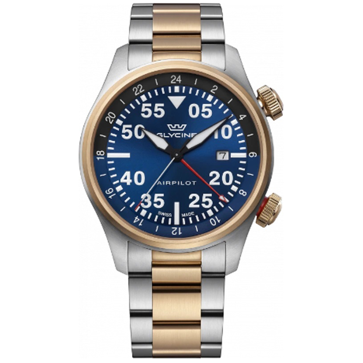 Glycine Airpilot GMT Swiss Men\'s Watch Blue Dial / Two-Tone GL0349