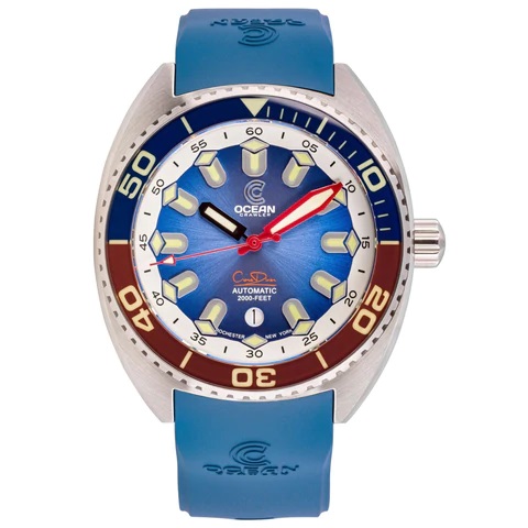 Ocean Crawler Core Diver Automatic Men\'s Watch Blue/Red Refractor