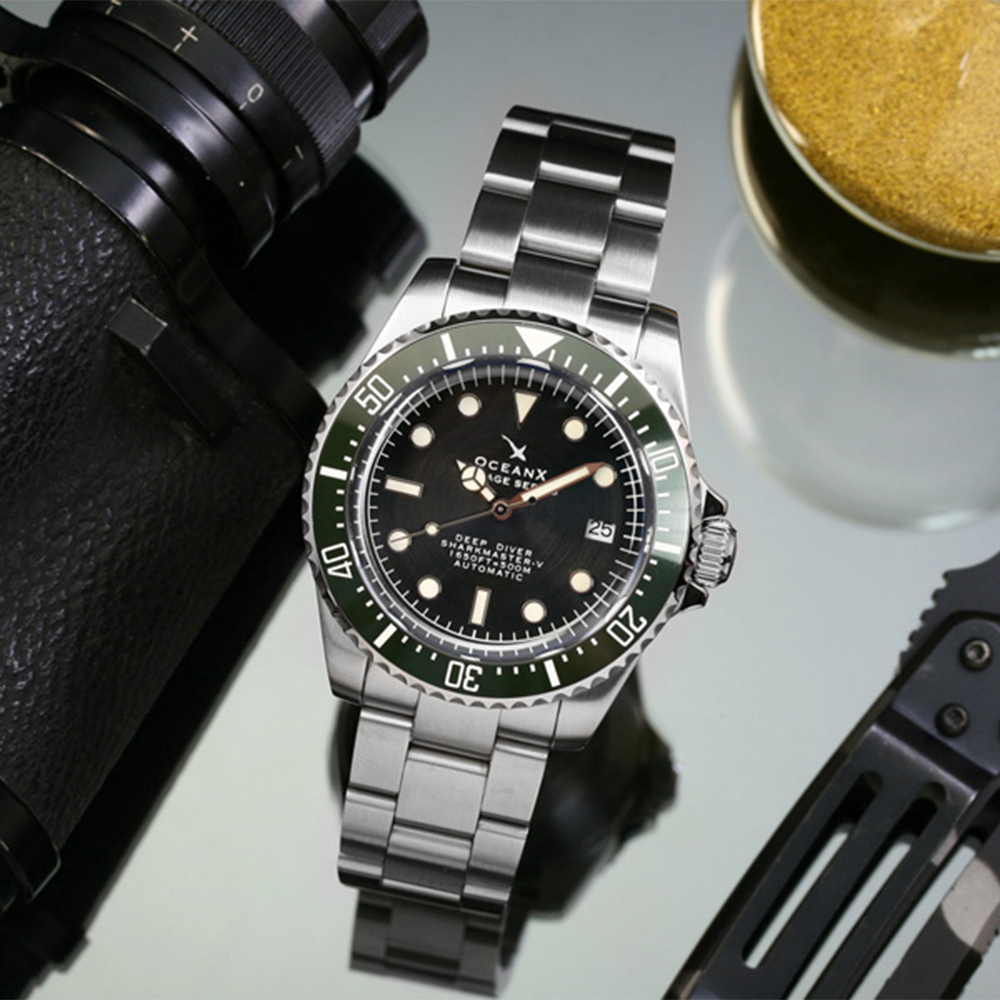 OceanX Sharkmaster-V Automatic Men's Diver Watch 42mm Black Dial VSMS526
