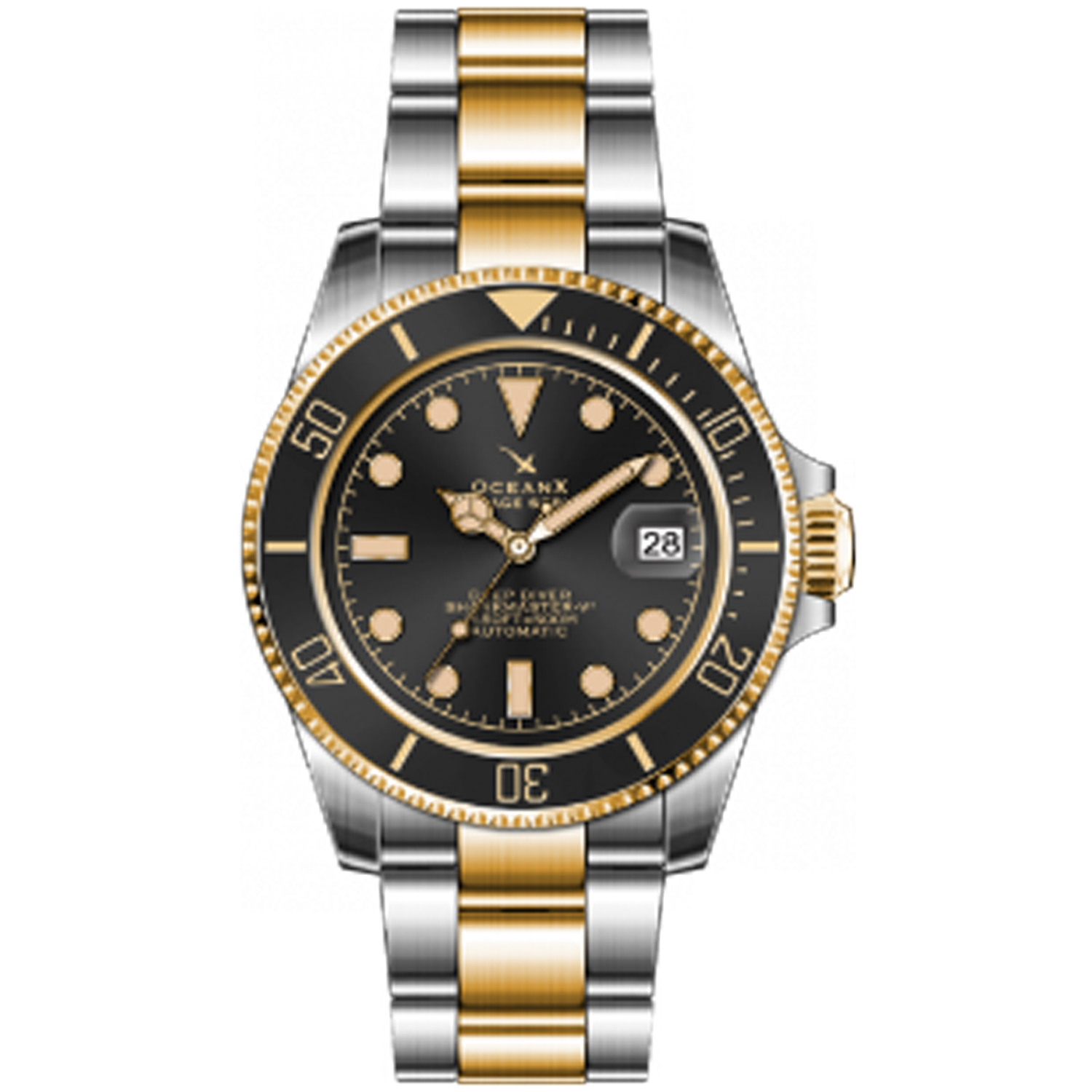 OceanX Sharkmaster-V2 Men\'s Diver Watch 40mm Two-Tone V2SMS531