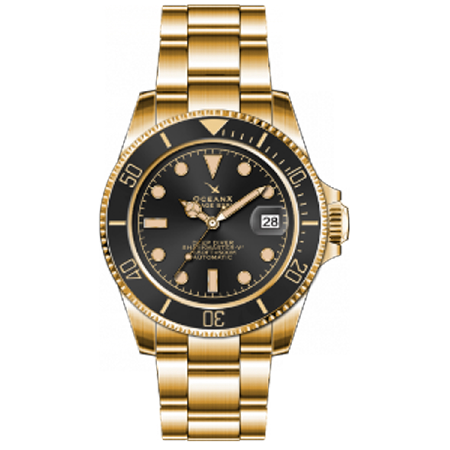 OceanX Sharkmaster-V2 Men\'s Diver Watch 40mm Black Dial / Black Bezel V2SMS511