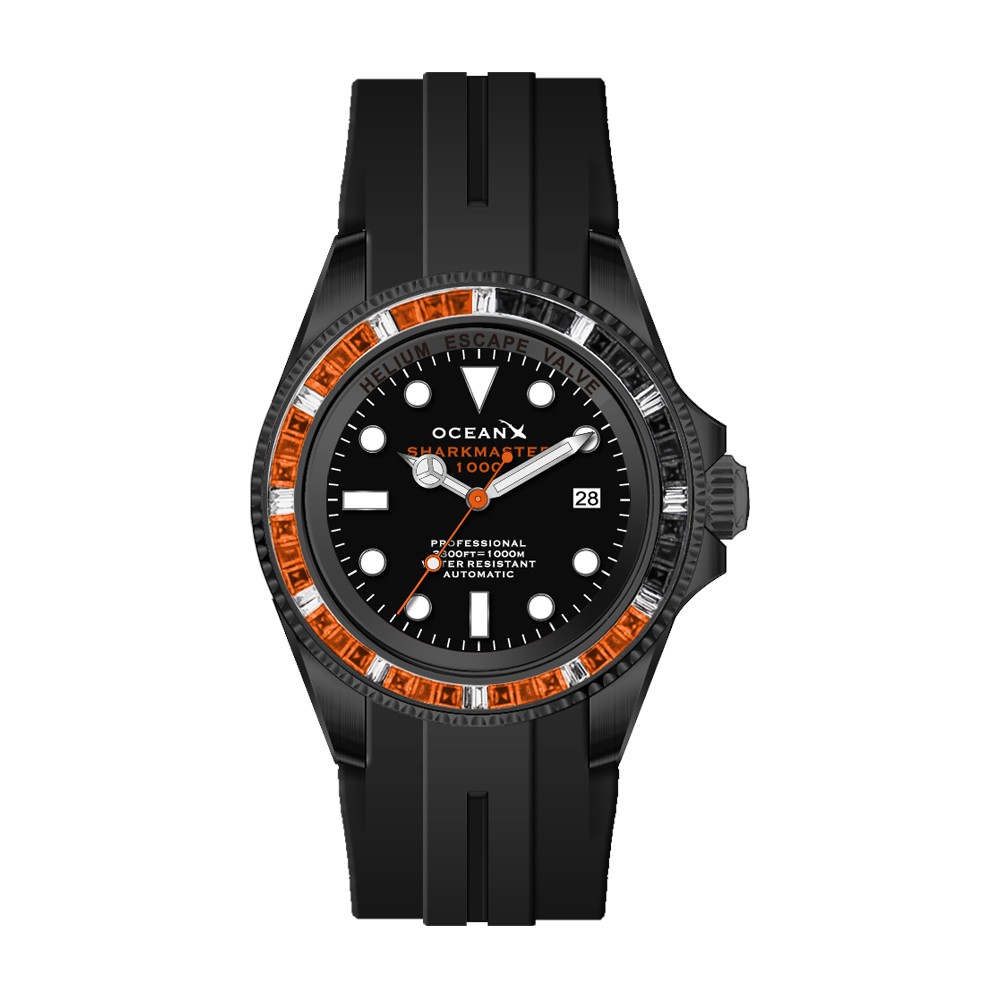 OceanX Sharkmaster 1000 Volcano 44mm Men\'s Diver Watch Black Limited Edition SMS1033