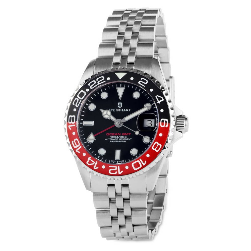 Steinhart Ocean 39 GMT.2 BLACK-RED Ceramic Diver Watch Men\'s WR300 103-1154