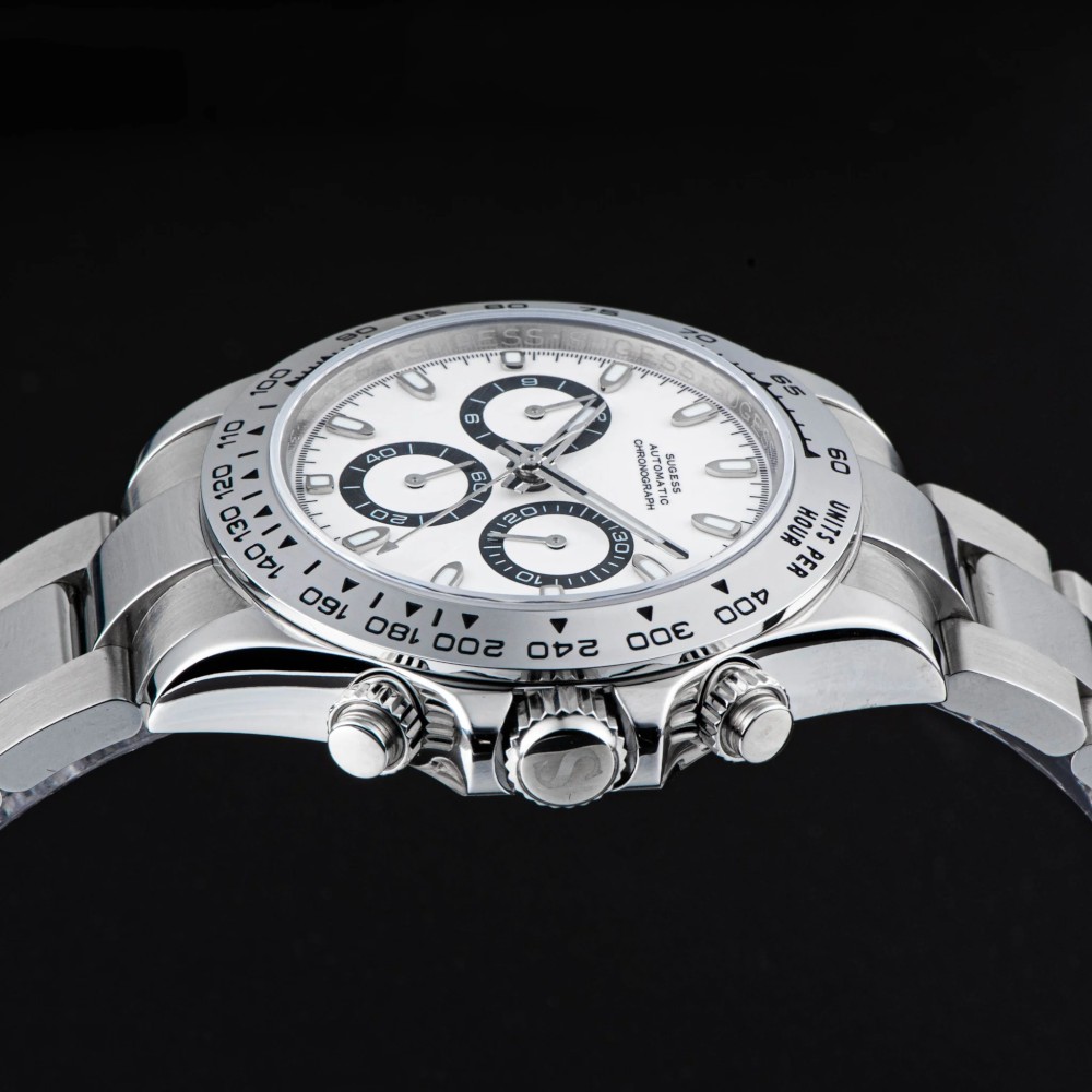 Sugess Top Chronometer Panda 40mm SU005DAY ETA7750 Men Watch WR100 S418-Panda White