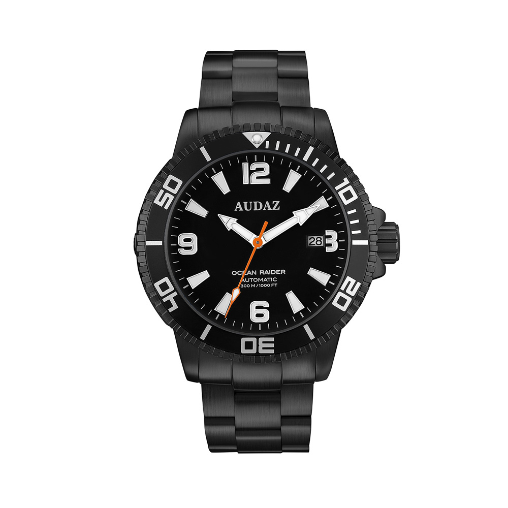 Audaz Ocean Raider Ionic Black Plated Black Dial Men\'s Diver Automatic Watch 45mm ADZ-2060-07