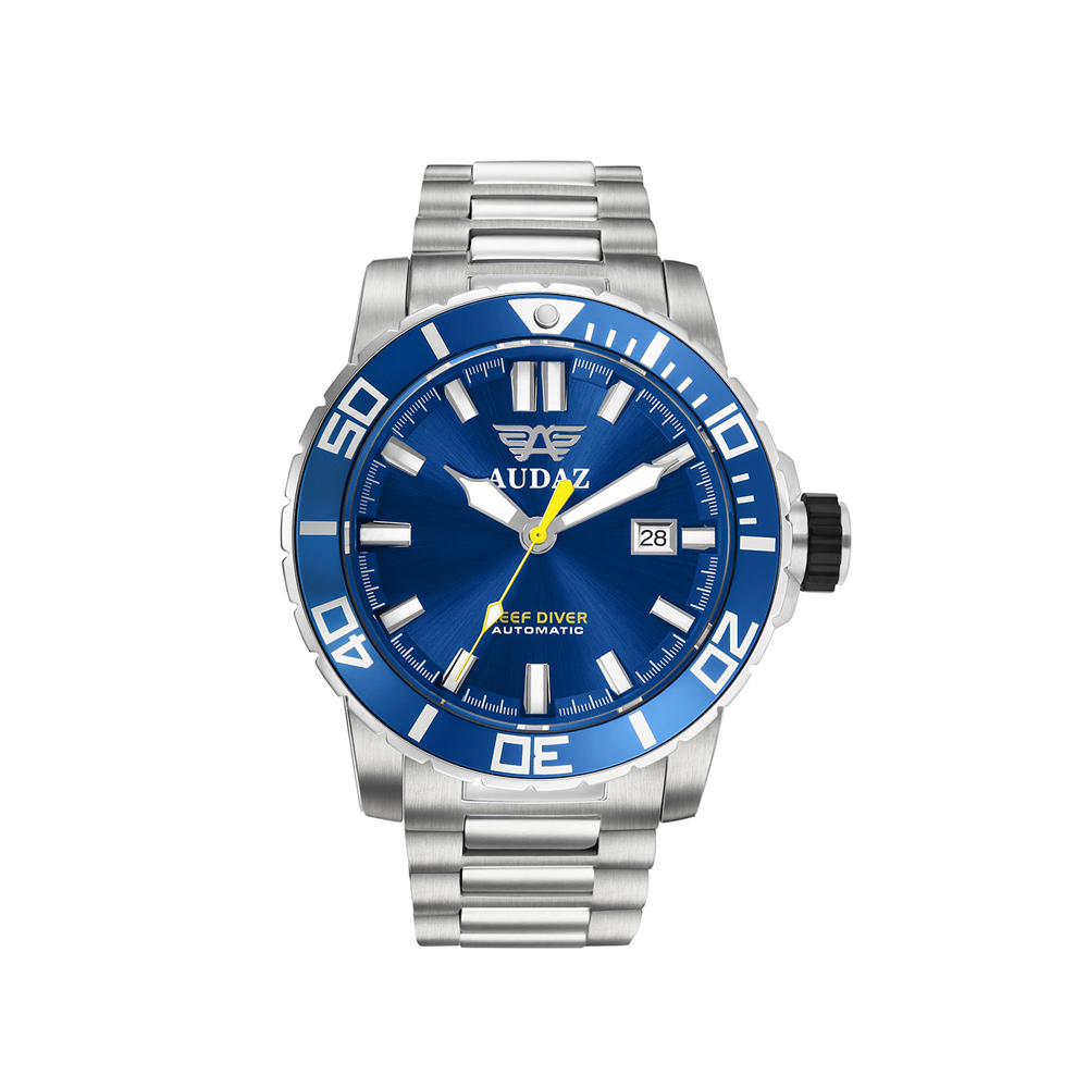 Audaz Reef Diver Blue Sunray Men\'s Diver Automatic Watch 45mm ADZ-2040-02