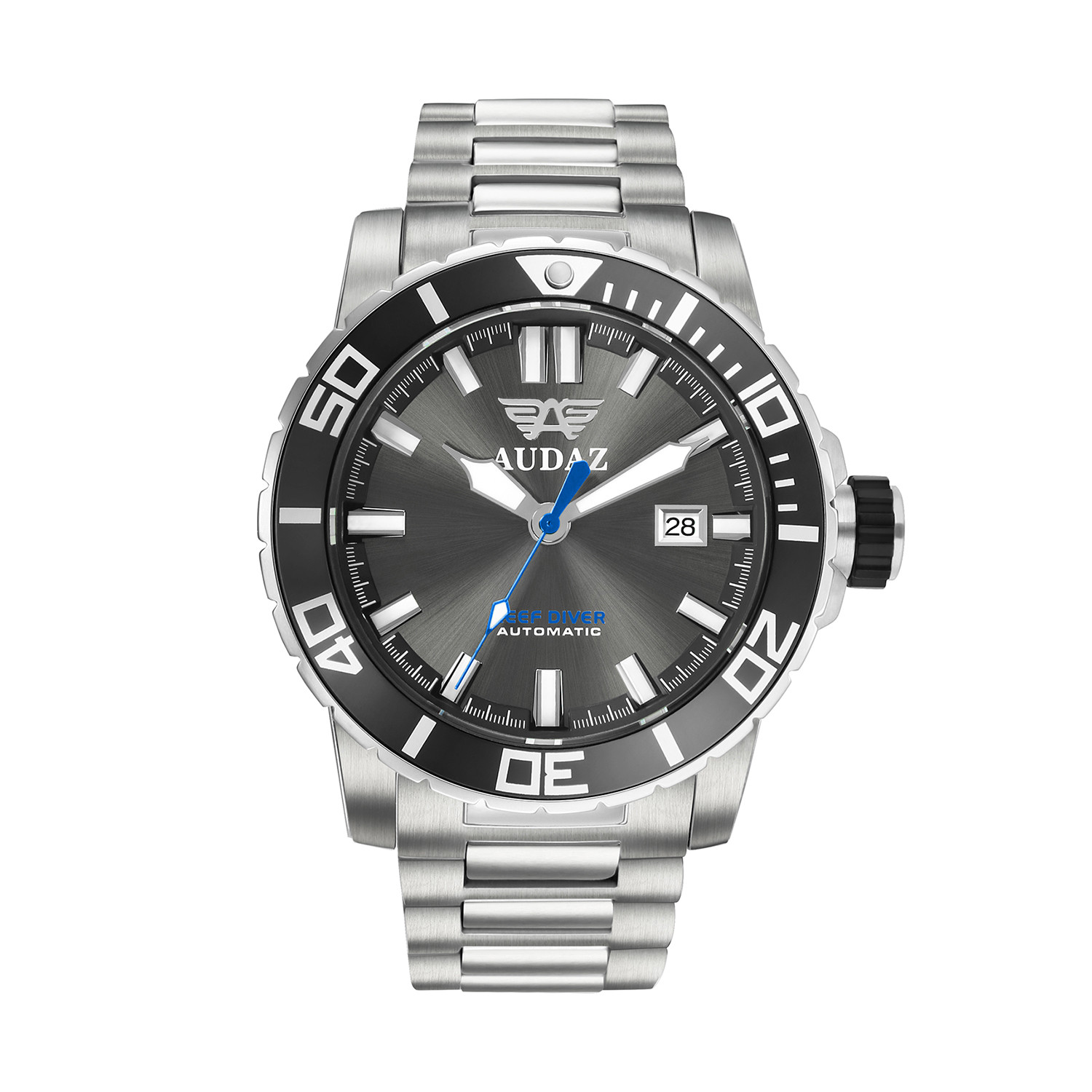 Audaz Reef Diver Gray Sunray Men\'s Diver Automatic Watch 45mm ADZ-2040-03