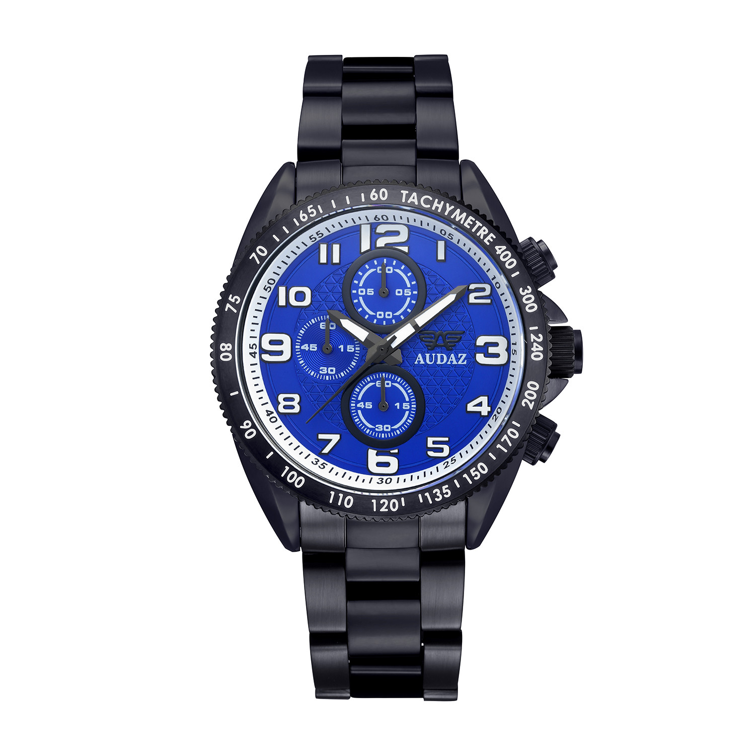 Audaz Sprinter Men\'s Diver Watch 45mm Textured Blue Dial Quartz Chronograph ADZ-2025-05