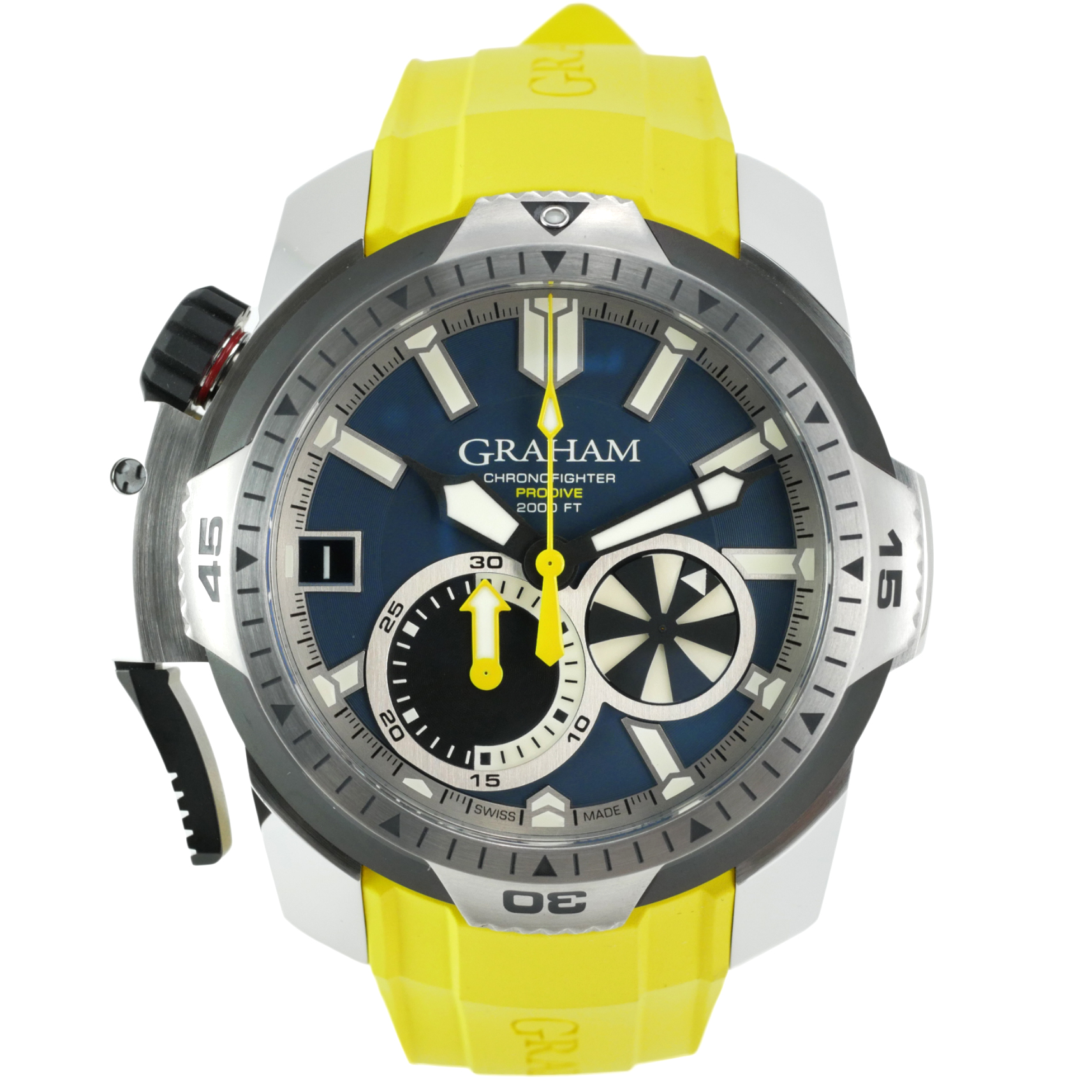 Graham Chronofighter ProDive 2000ft Chronograph Men's Watch Blue Dial /  Yellow Strap MR-2CDAV-1 [MR-2CDAV-1] - $5,700.00 : Chronotiempo.com, your  unique online watch boutique