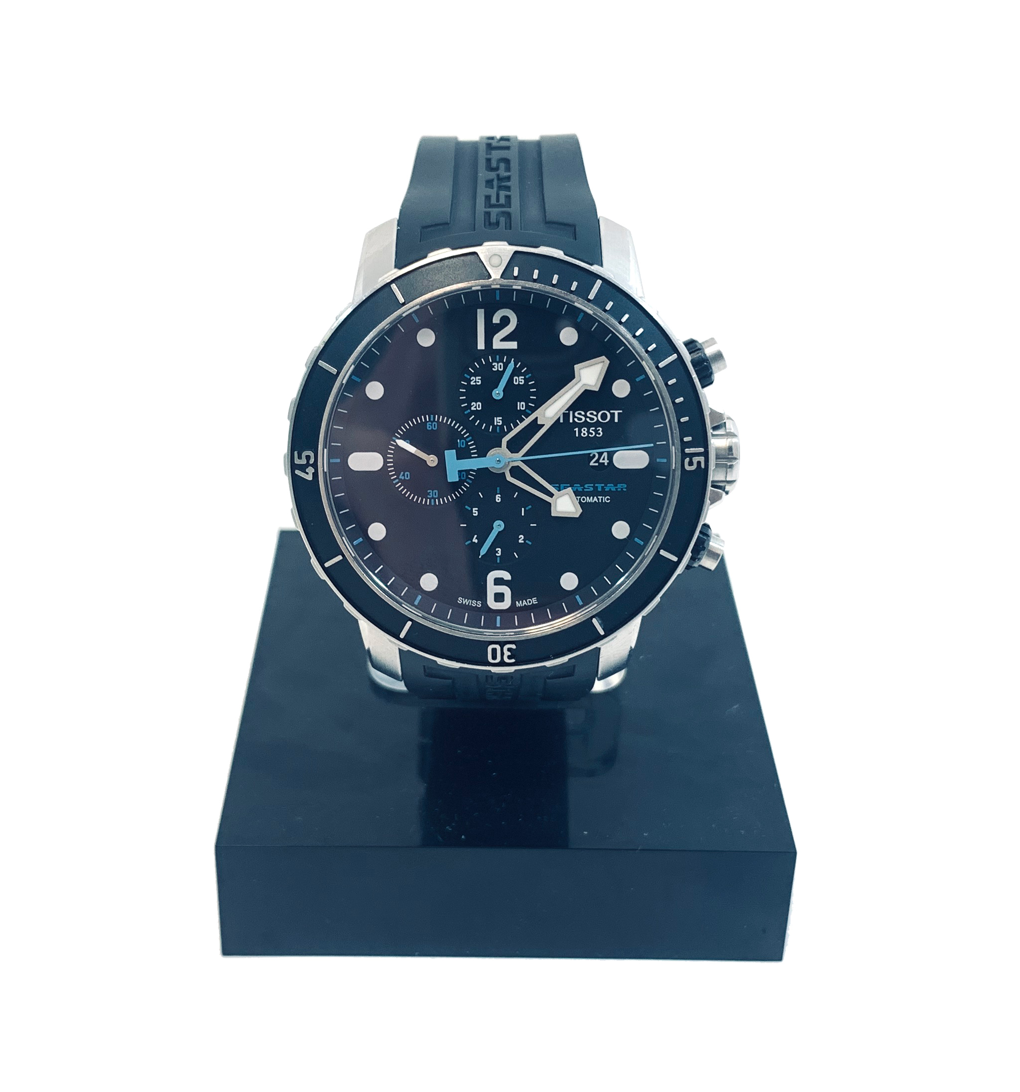 Tissot Seastar T066427 A Automatic Chronograph Diver Black Men's Watch 48mm