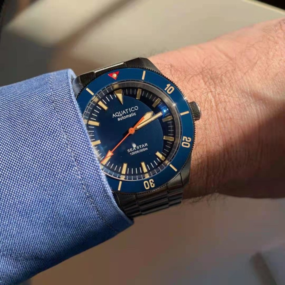 Aquatico Sea Star V2 42mm Automatic Men's Diver Watch Blue Dial/Blue Bezel AQ1009S-BL-NH35