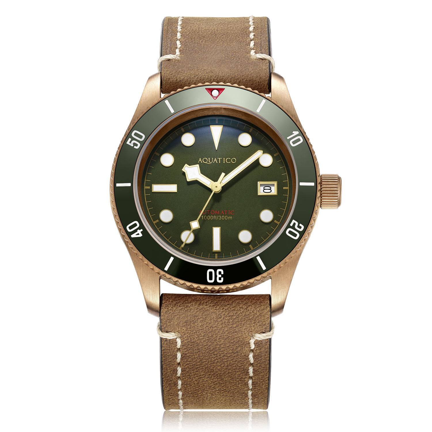 Aquatico Bronze Sea Star Automatic Men's Watch Bronze Case/Military Green Dial/Green Bezel