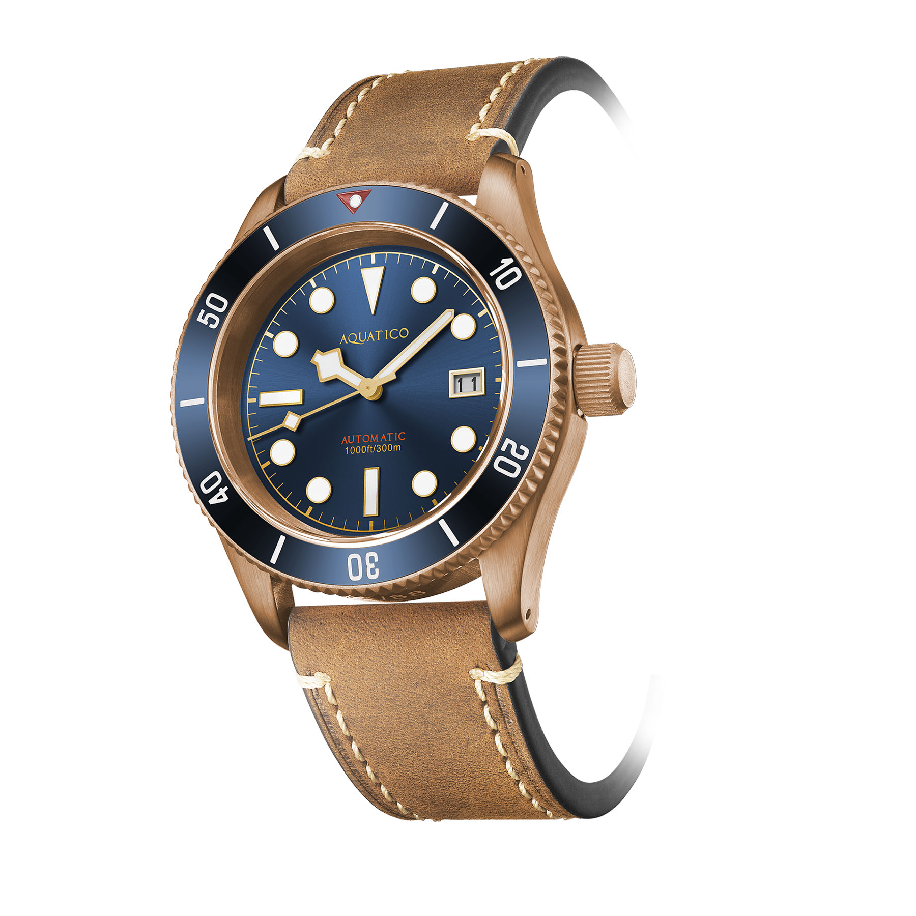Aquatico Bronze Sea Star Automatic Men's Watch Bronze Case/Blue Dial/Blue Bezel