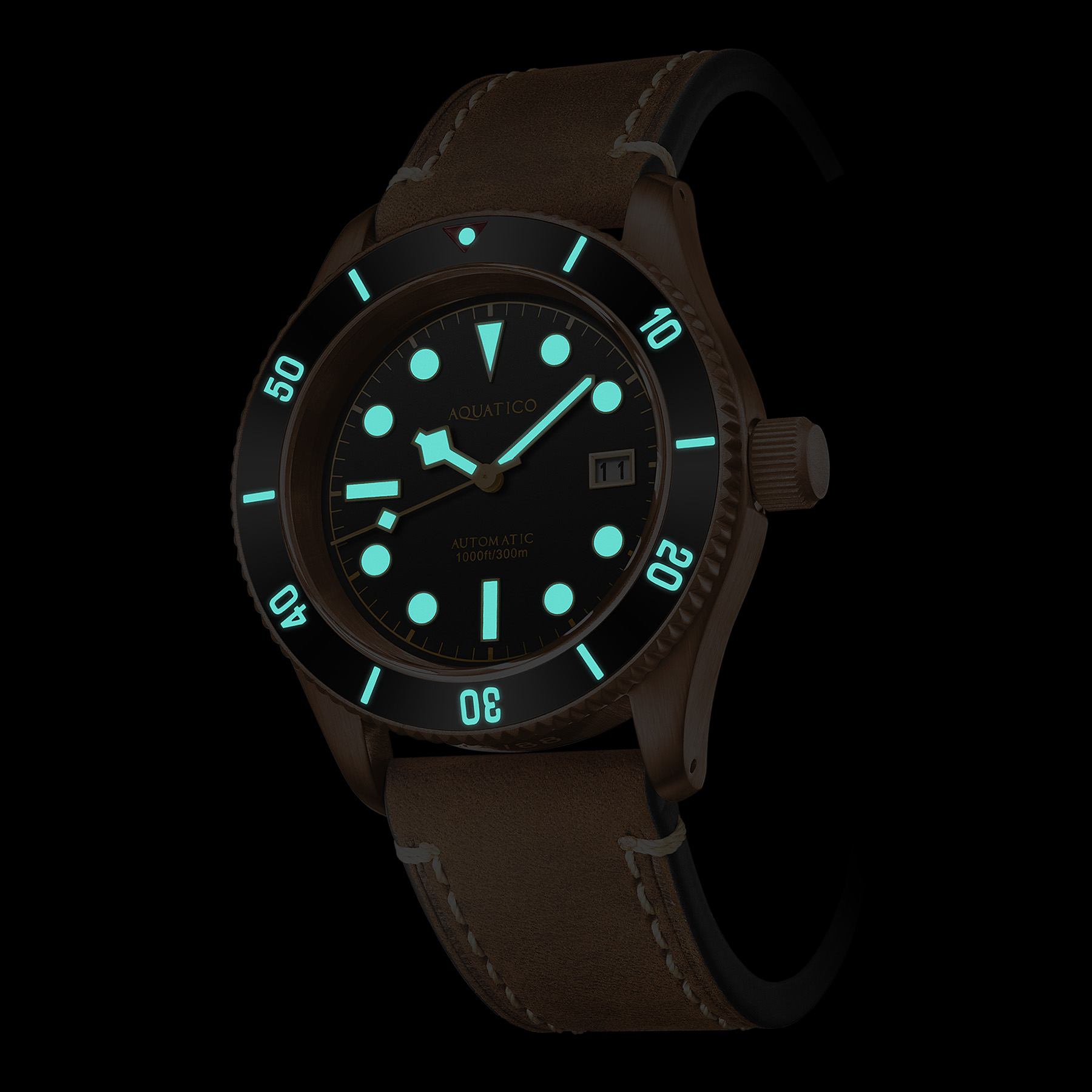 Aquatico Bronze Sea Star Automatic Men's Watch Bronze Case/Blue Dial/Blue Bezel