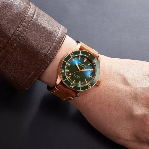 Aquatico Bronze Sea Star Automatic Men's Watch Green Dial / Green Bezel