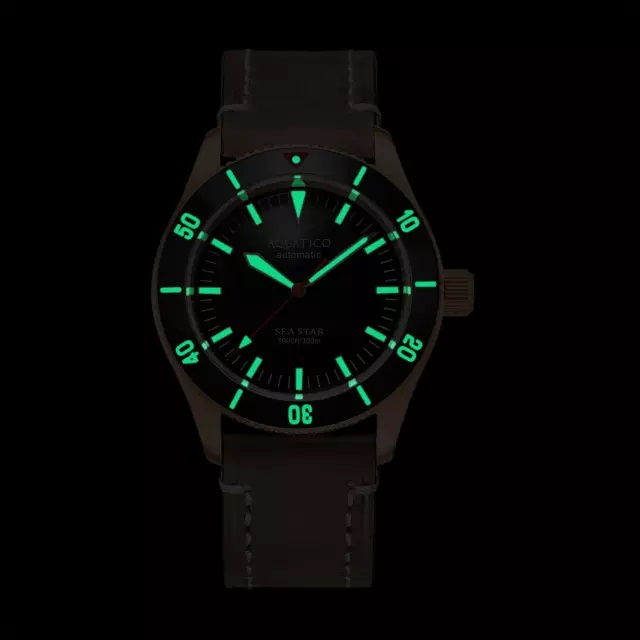 Aquatico Bronze Sea Star Automatic Men's Watch Green Dial / Green Bezel