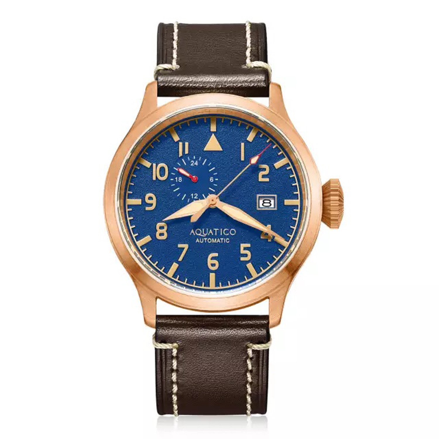 Aquatico Big Pilot 43mm Bronze Blue Dial Automatic Men's Watch