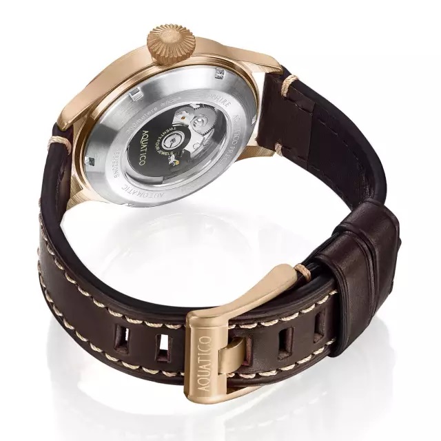 Aquatico Big Pilot 43mm Bronze Black Dial Automatic Men's Watch