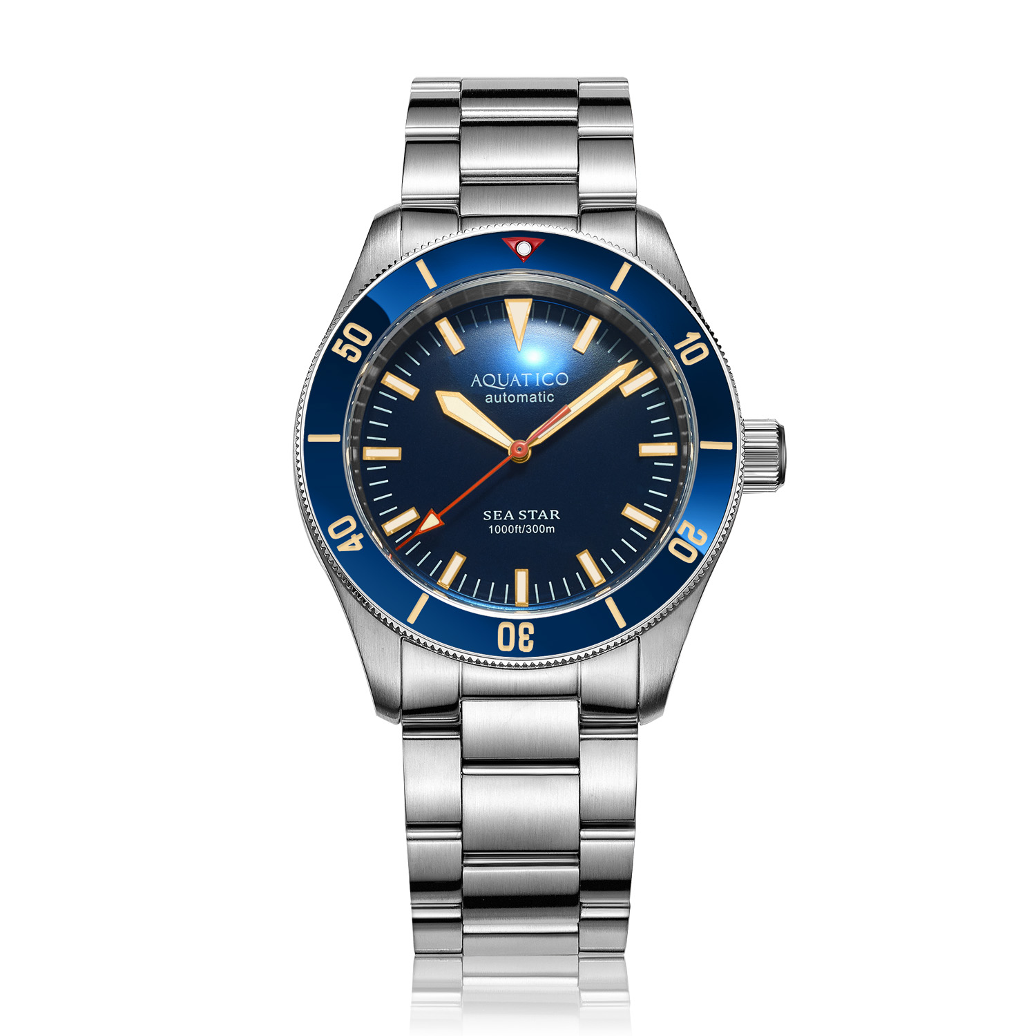 Aquatico Sea Star V2 42mm Automatic Swiss Movement Men's Diver Watch Blue Dial/Blue Bezel