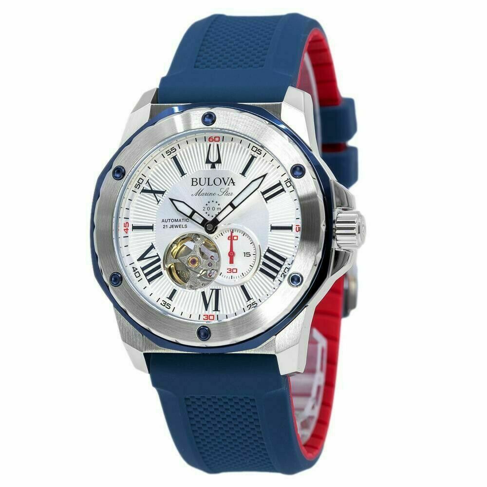 Bulova Marine Star Automatic Men\'s Watch 45mm White Dial 98A225
