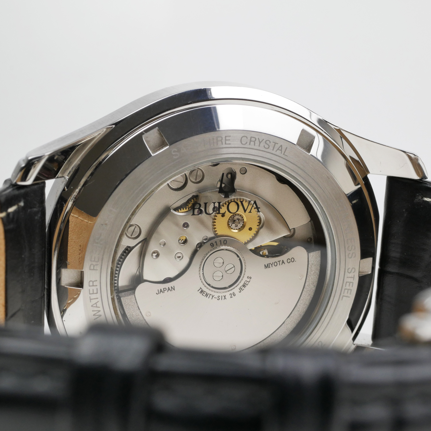 Bulova Classic Wilton Automatic Men's Watch Black Leather Strap / White Dial 96C141