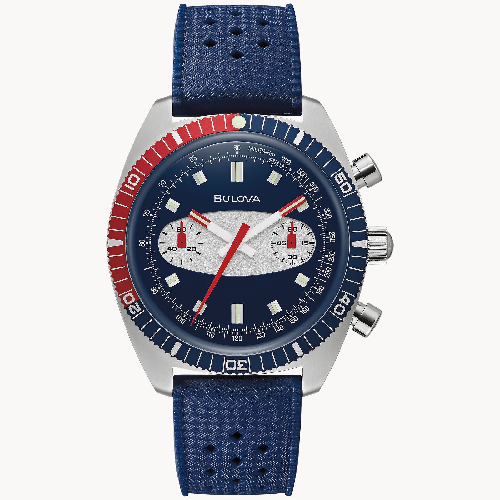 Bulova Chronograph A Men's Watch Pepsi Bezel / Blue Strap 98A253