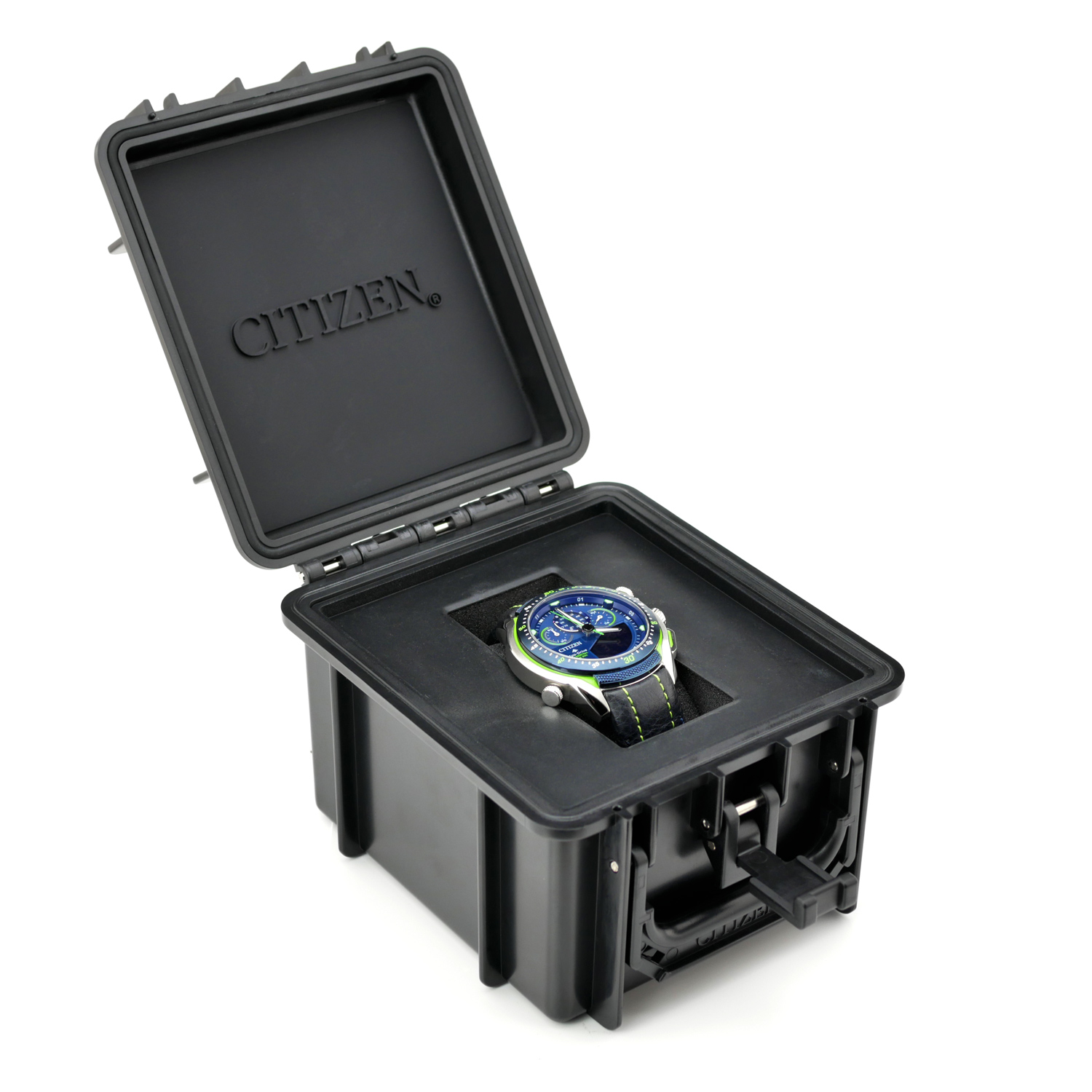 Citizen Eco-Drive Promaster SST Men's Diver Watch Black Leather Strap / Blue Dial JW0138-08L