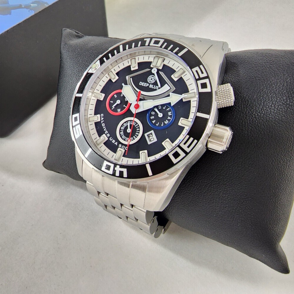 Deep Blue CalDiver 46mm USA 500 Auto Diver Watch with power reserve indicator