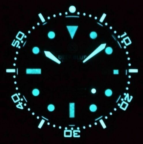 Deep Blue Master 1000 II 44mm Automatic Diver Watch Black Ceramic Bezel/White Dial/Green Silicone Band