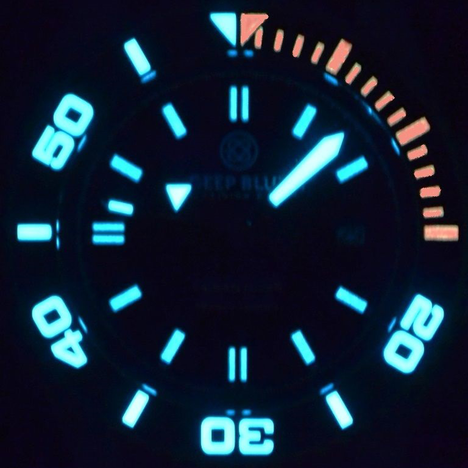 Deep Blue Ocean Diver 500 Automatic Men's Diver Watch Black-Red Bezel / Black-Red Dial