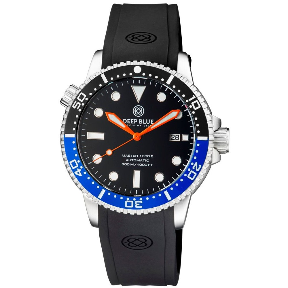 Deep Blue Master 1000 II 44mm Automatic Men's Diver Watch 30ATM Black Blue Dial Black Batman