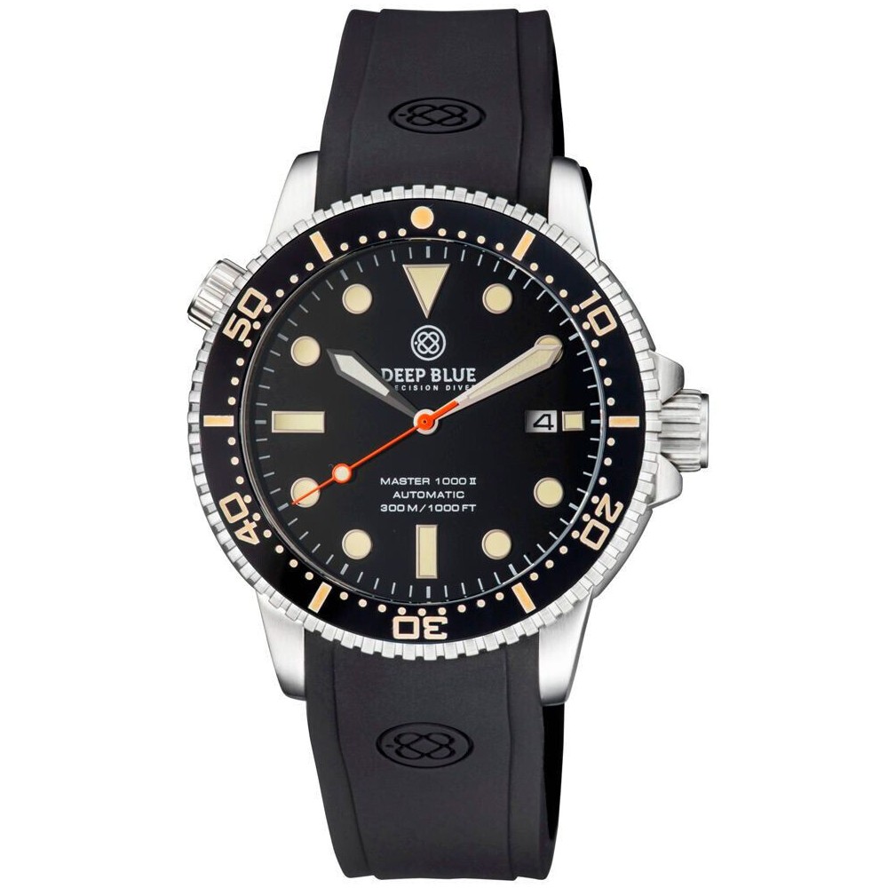 Deep Blue Vintage Master 1000 44mm Automatic Men's Diver Watch Black Dial