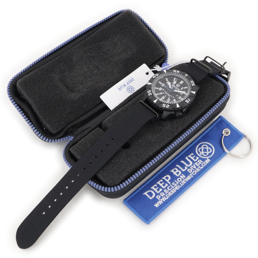 Deep Blue DayNight Poly Carbon Diver 45 Automatic Watch Black Stealth Dial