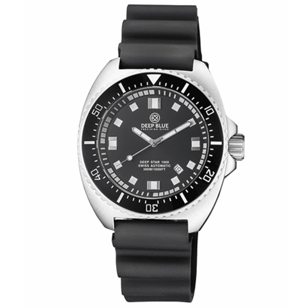 Deep Blue Deep Star 1000 Vintage 45mm Automatic Swiss Movement Men's Diver Watch Black-White Dial