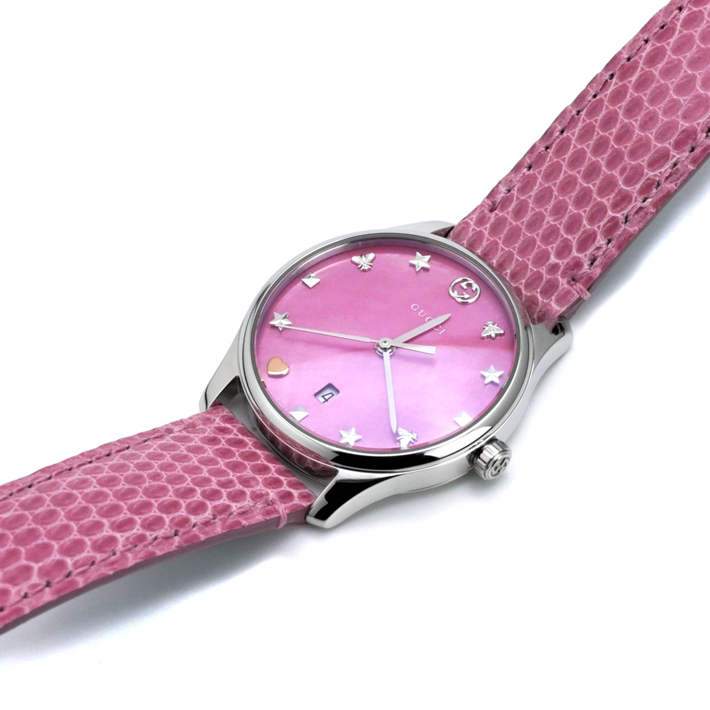 Gucci G-Timeless Pink Mother of Pearl Dial Ladies Watch YA126586