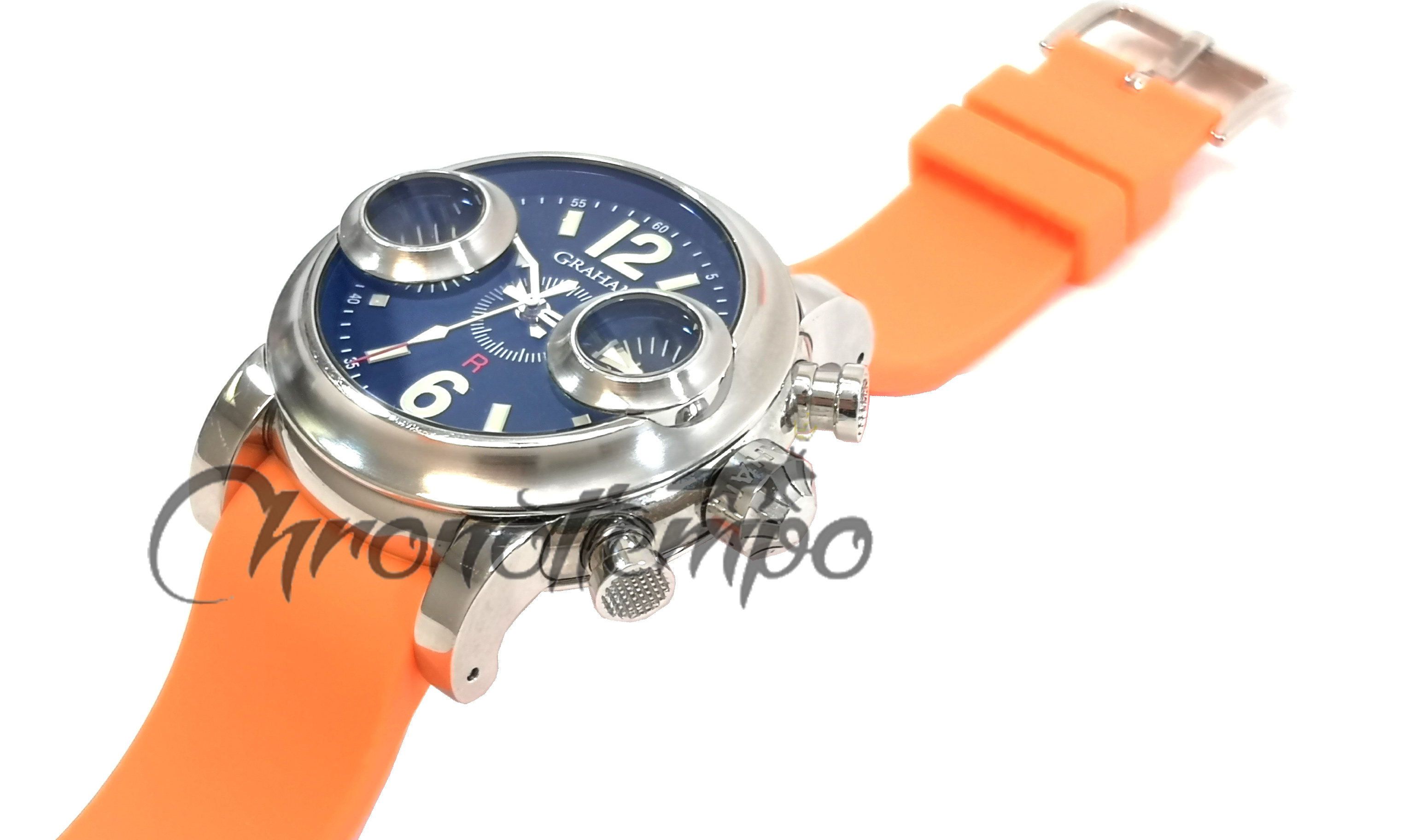 Chronotiempo Curved Orange Silicone Watch Band Strap 22mm For Graham Swordfish Bracelet Free Tools