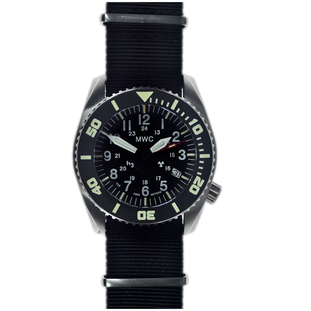 MWC "Depthmaster" 44mm Military Automatic Swiss Divers 1000m Watch GTLS with Helium Valve