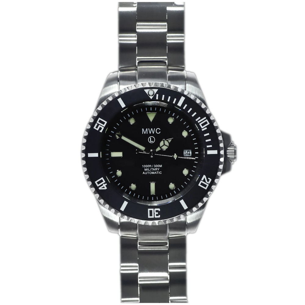 MWC 21 Jewel 300m Military Divers 40mm Swiss Automatic Watch Sapphire Crystal Ceramic Bezel Steel Bracelet