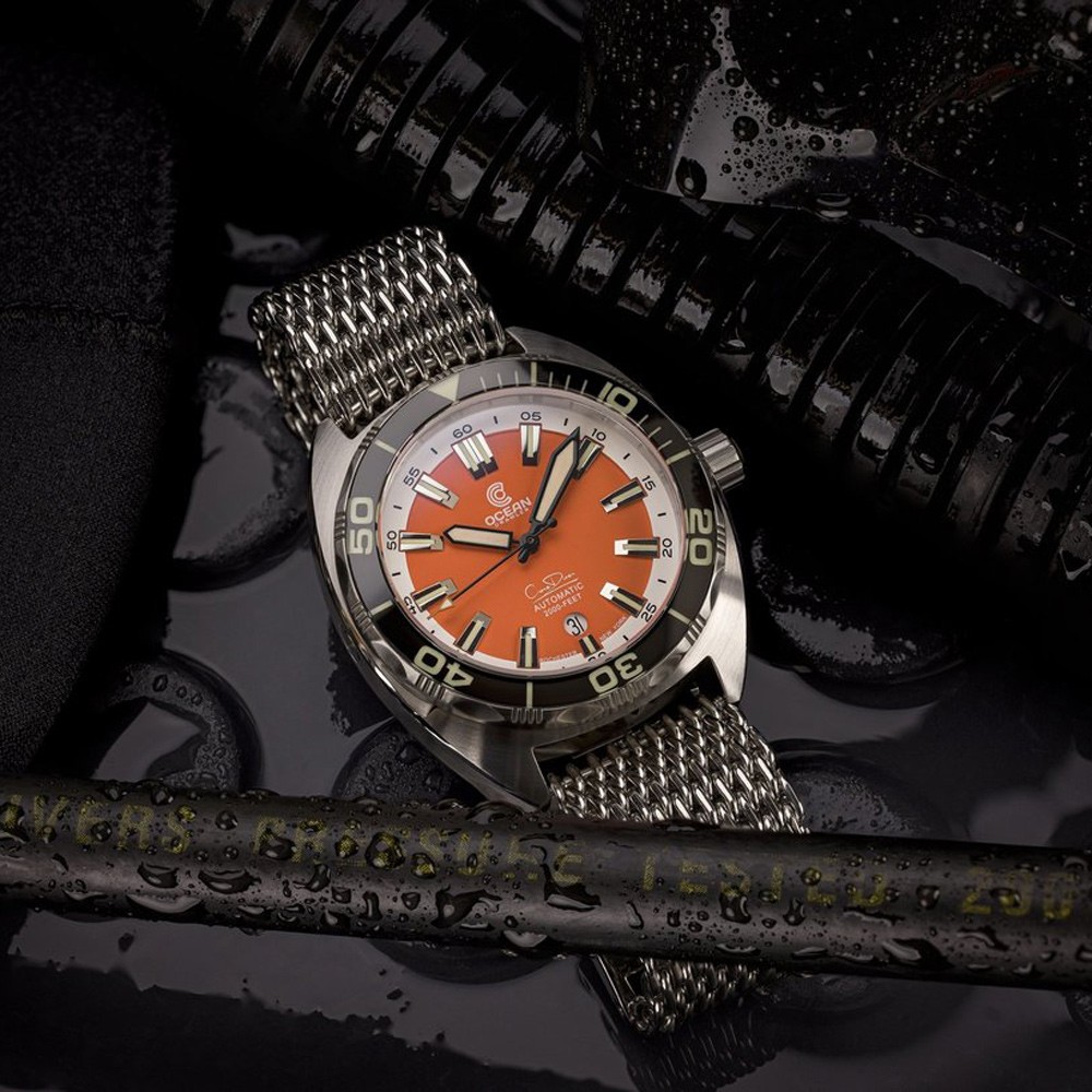 Ocean Crawler Core V3 Automatic Diver Men's Watch 44mm Black Bezel/Orange Dial