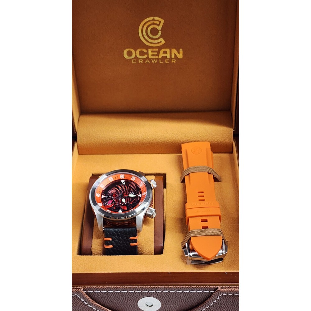 Ocean Crawler Orange Piranha Limited Men's Diver Watch 43mm Swiss Sellita