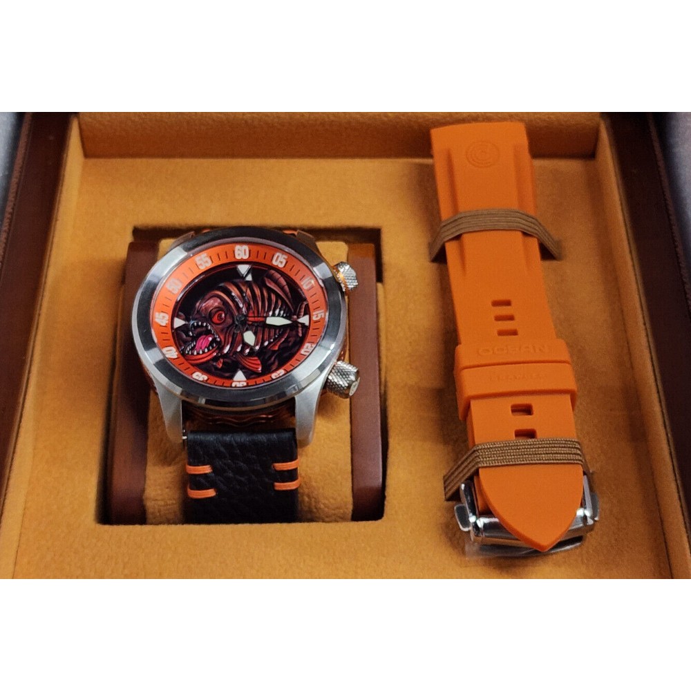 Ocean Crawler Orange Piranha Limited Men's Diver Watch 43mm Swiss Sellita